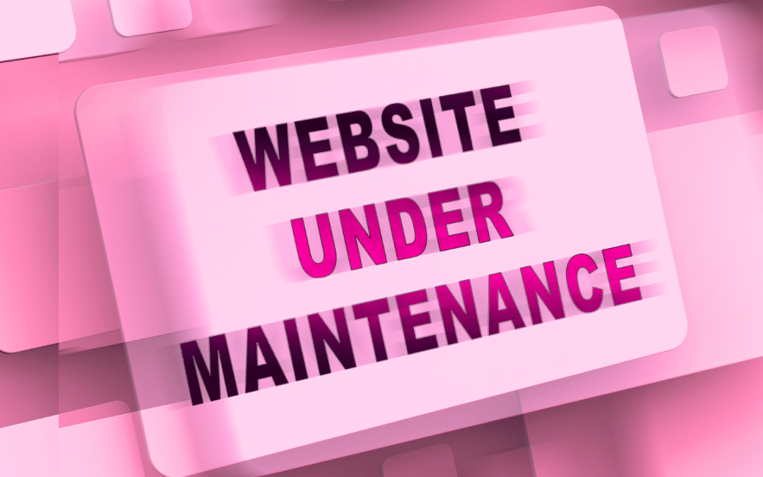 Website under maintenance notification on a vibrant pink background