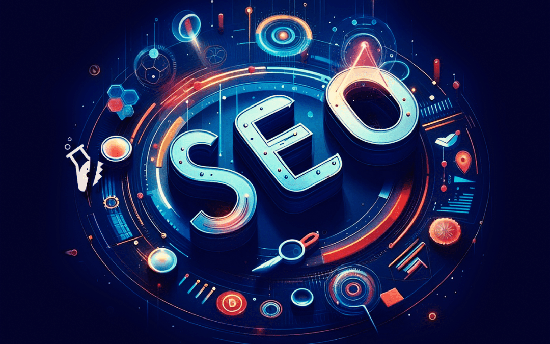 Vibrant digital artwork featuring bold 3D 